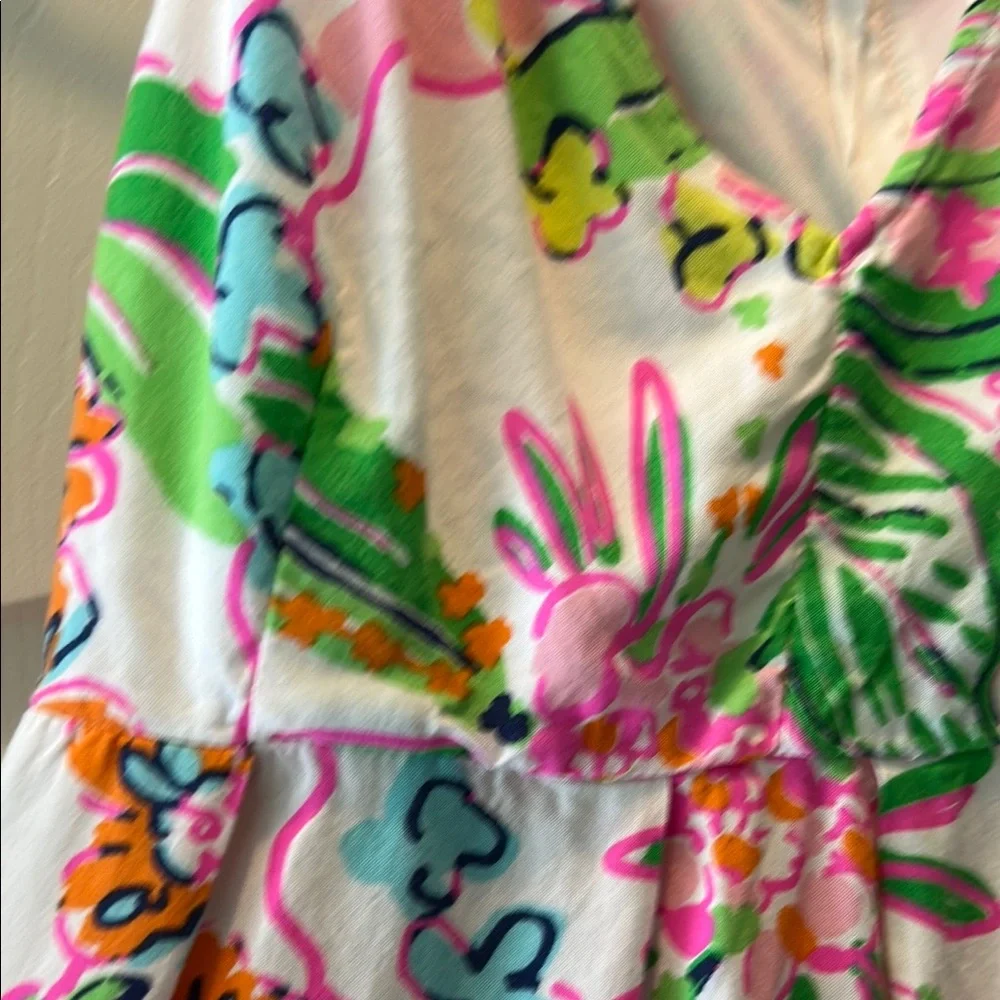 Lilly Pulitzer Tropical Pink and Green baby doll style tank shirt - Picture 6 of 14
